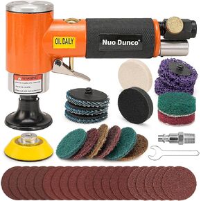 2 Inch Mini Orbital Air Sander Kit 2-in-1 Pneumatic Sander for Auto Body Work with 40 Pcs Quick Change + Hook & Loop Sanding Discs for Metal & Woodworking Small Air Polisher