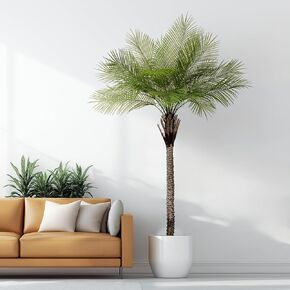8.2FT Artificial Phoenix Palm Tree with Coconut Fruit Outdoor Indoor Decor Large Faux Coconut Silk Palm Tree Tropical Fake Tree Large Faux Sago Palm Tree for Home Yard Outside Patio Poolside