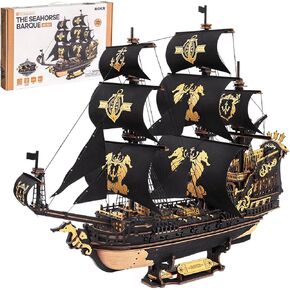ROKR 3D Wooden Puzzles for Adults,Seahorse Barque Model kit, 603 Piece 3D Puzzles for Adults&Teens,Ideal Gift for Boys and Men