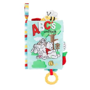 KIDS PREFERRED Disney Baby Winnie The Pooh Deluxe Soft Book Abc's with Pooh On-The-Go Sensory Books for Babies with Crinkle Pages and BPA Free Teether