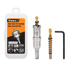 Hole Saw 1-1/8" (29mm) - Heavy Duty Tungsten Carbide Tipped Metal Cutter for Drill with 2 Pcs Titanium-Plated Pilot Drill Bit - For Stainless Steel Mild Steel Iron Copper Brass Plastic and More