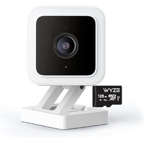 Cam V3 Smart Home Security Camera, Indoor/Outdoor Use, 1080p Plug-in, Color Night Vision, Motion Detection, Two Way Audio, Compatible with Alexa, Google Assistant, 32GB Micro SD Card