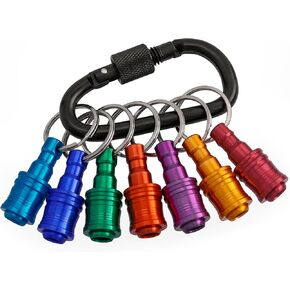 Yakamoz 7Pcs Portable Drill Bit Holder Key Chain - 1/4 inch Hex Socket Screwdriver Bit Holder Tools Extension Bar Nut Driver with Carabiner Clips, Quick Change Drill Screw Adapter for Impact Drive