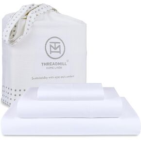 Threadmill 100% Cotton Sheets for Full Size Bed - 600 Thread Count Full Bed Sheets Set with 16" Deep Pocket - Jacquard Sateen Weave 4-Piece Bedding Set with Cooling Effect, Dark Grey