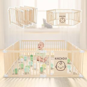 Baby Playpen for Toddler and Babies Foldable Wooden Baby Gate Large Shape & Size Adjustable Baby Fence Play Area