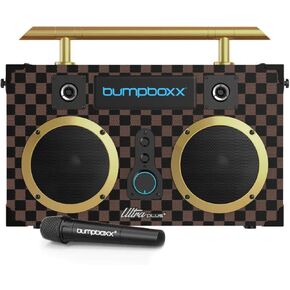 Bumpboxx Bluetooth Boombox Ultra Plus | Retro Boombox with Bluetooth Speaker | Includes Rechargeable Lithium Battery, Carrying Strap & Mic | Easy to Carry | Black