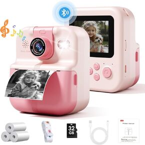 Kids Camera Instant Print, Digital Camera for Kids 6-8, Toddler Digital Camara for Children's Day Birthday Gifts, 5 Year Old Boy Girl Gift, Child Toys 5 6 7 8 9 10 Year Old Girl Boy Birthday Gifts