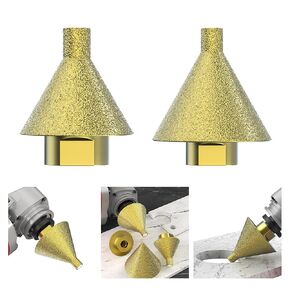 2pcs Diamond Beveling Chamfer Bit 38mm+50mm, Countersink and Punching Bits,Diamond Cone Tile Bit for Angle Grinders, Enlarging & Trimming Holes in Tile, Ceramic, Marble, Glass, Granite, Wood
