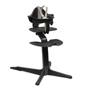 Stokke Nomi High Chair, Black/Walnut - Inspires Active Sitting - Tool-Free, Seamless Adjustability - Includes Baby Set with Removable Harness for Children 6-24 Months