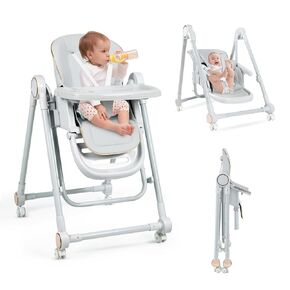 High Chairs for Babies and Toddlers, Portable Baby Swings for Infants with 5 Point Harness,High Chair with Wheels Adjustable Height & 6-Position Backrest