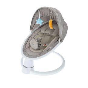 Nuby Baby Swing with Canopy and Remote - 5-Level Infant Swing with Soothing Sounds and Mobile App Control - 0-9 Months - Tan