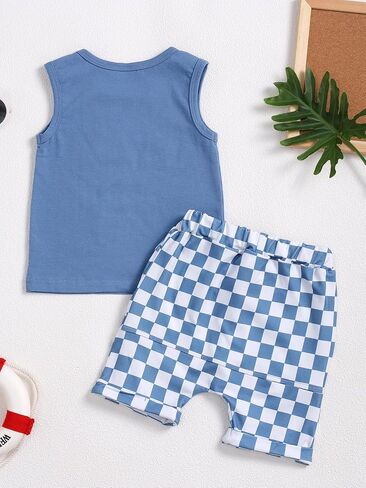 Toddler Boy 4th of July Outfit Sleeveless Tank Tops Vest American Flag Shorts Boys Independence Day Outfits in Saudi Arabia