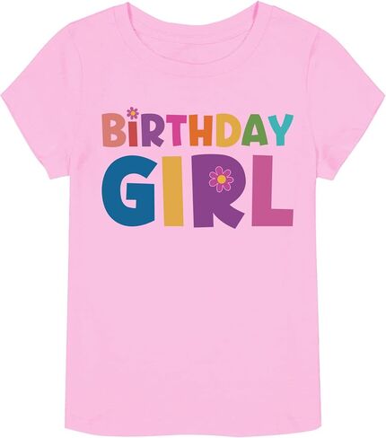 Birthday Girl Short Sleeve Crew Neck T-Shirt Letter Print Cute Spring Summer Tops 2-7t in Kuwait