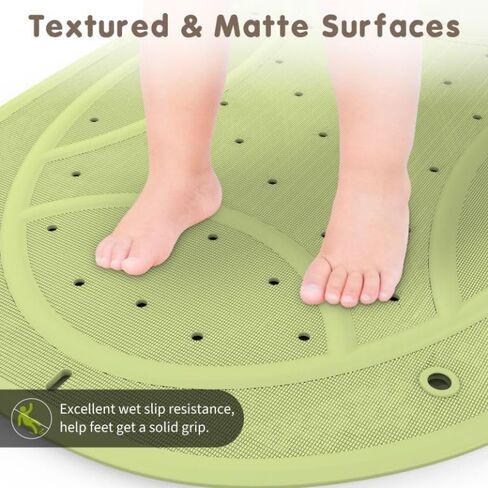 Bath Mat for Tub Non Slip Baby, Kids Bathtub Mat, 30"x18" Bath Mat for Baby, Natural Rubber no Odors, Textured Surface and Strong Suction Cups for Double Anti-Slip, Easy to Clean, Green in Saudi Arabia