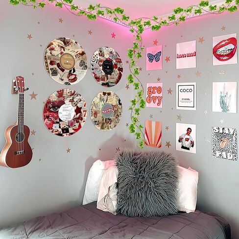 HK Studio Records Y2K ديكور الغرفة الجمالي 12 بوصة حزمة 4 - ديكور النوم، ديكور غرفة فتاة وسط المدينة، ديكور غرفة الهبي، ديكور الغرفة للفتيات المراهقات in Kuwait