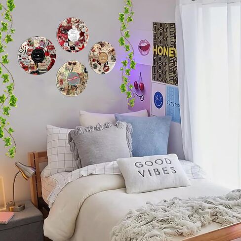 HK Studio Records Y2K ديكور الغرفة الجمالي 12 بوصة حزمة 4 - ديكور النوم، ديكور غرفة فتاة وسط المدينة، ديكور غرفة الهبي، ديكور الغرفة للفتيات المراهقات in Kuwait