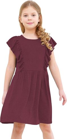 Jimonda Girls Dress Fruck Sleeve Toddler School Skater Dress in Kuwait