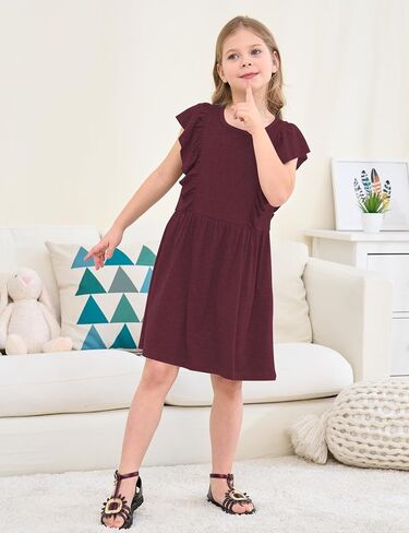 Jimonda Girls Dress Fruck Sleeve Toddler School Skater Dress in Kuwait