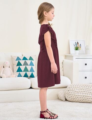 Jimonda Girls Dress Fruck Sleeve Toddler School Skater Dress in Kuwait