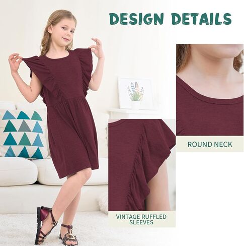 Jimonda Girls Dress Fruck Sleeve Toddler School Skater Dress in Kuwait