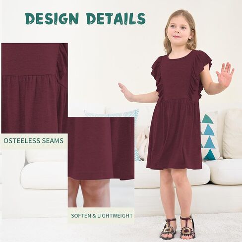 Jimonda Girls Dress Fruck Sleeve Toddler School Skater Dress in Kuwait