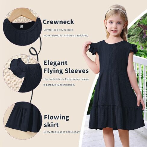 Toddler Baby Girls Summer Dress Double Ruffle Sleeveless Casual Dress for Baby Girls Ribbed Solid Little Kid Sundress in Kuwait