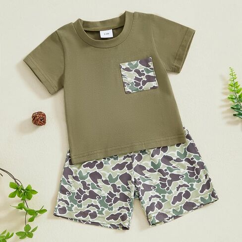 Zaxarra Toddler Baby Boy Clothes Short Sleeve Hunting Duck T-Shirt shorts shorts stid kids Summer Discal in Kuwait