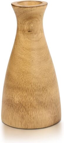 AeraVida Natural Brown Stain Mango Tree Wood Bottle Shaped Slim Vase for Flower, 8 inches in Kuwait