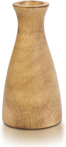 AeraVida Natural Brown Stain Mango Tree Wood Bottle Shaped Slim Vase for Flower, 8 inches in Kuwait