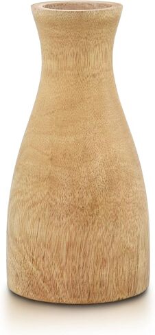 AeraVida Natural Brown Stain Mango Tree Wood Bottle Shaped Slim Vase for Flower, 8 inches in Kuwait