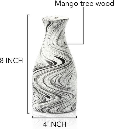 AeraVida Natural Brown Stain Mango Tree Wood Bottle Shaped Slim Vase for Flower, 8 inches in Kuwait