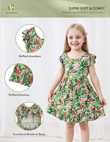 Toddler Girls Dress Viscose from Bamboo Ruffle Backless Sleeveless Kids Casual Party Dresses 2T-6Y in Kuwait