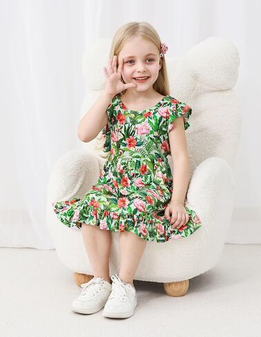 Toddler Girls Dress Viscose from Bamboo Ruffle Backless Sleeveless Kids Casual Party Dresses 2T-6Y in Kuwait