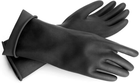Extra Large Chemical Resistant Gloves, 18" Long Black Waterproof Alkali/Acid/Oil Resistant Reusable Heavy Duty Rubber Gloves for Cleaning, Dishwashing, Gardening in Kuwait