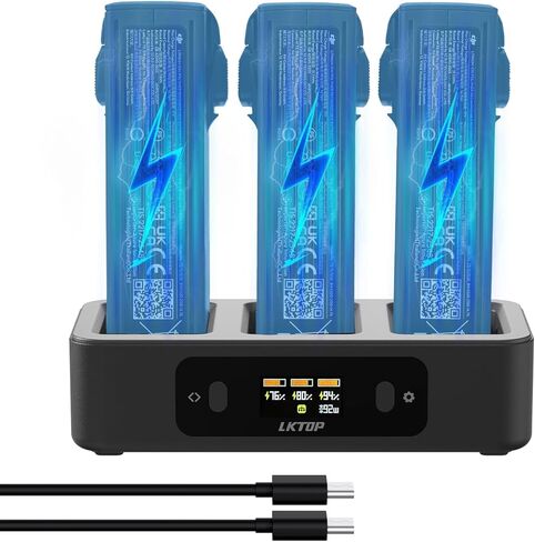 استبدال DJI Avata 2 Printing Charging Hub لإكسسوارات DJI Avata 2 بدون طيار ، 100W شاحن سريع في اتجاهين USB-C مع عرض شاشة LED (2x سريع ، شحن 3 بطاريات: 1 ساعة 10 دقيقة) in Kuwait