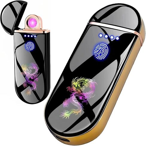 Electric Lighter, Cool Spinning Arc Lighter, Mini Windproof Flameless Lighter, USB Electronic Lighters Rechargeable, Pocket Touch Lighters with Dynamic LED Lights, Skull (Brushed Blue) in Kuwait