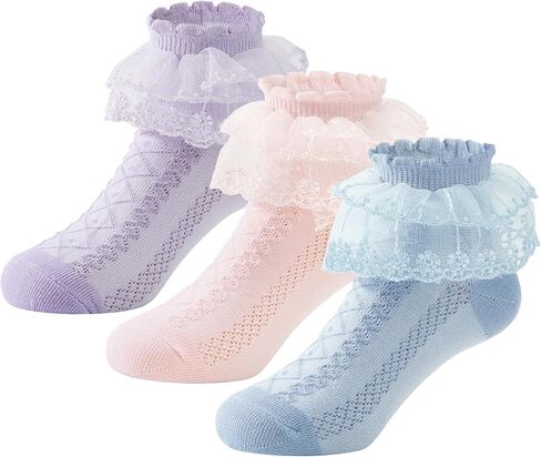 Zando Baby Girl Socks with Ruffle Lace Frilly, Princess Dress Dance Ruffle Socks for Toddler Girls 3/5/6 Pairs in Saudi Arabia