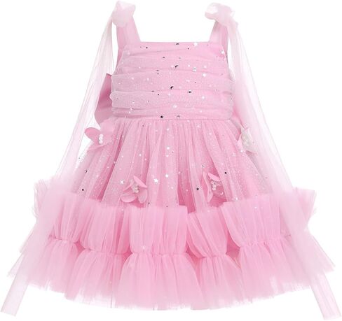 OBEEII Flower Girl Dress Toddler Baby Girls Sleeveless Square Neck Sequin Tulle Princess Dress Pageant Party Birthday Dress in Saudi Arabia