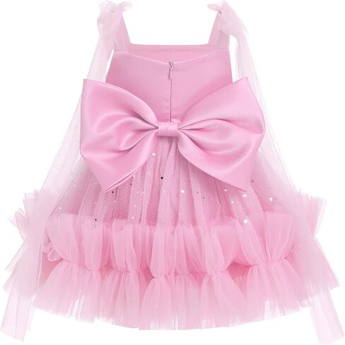 OBEEII Flower Girl Dress Toddler Baby Girls Sleeveless Square Neck Sequin Tulle Princess Dress Pageant Party Birthday Dress in Saudi Arabia