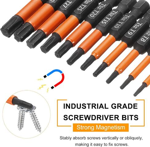 HARFINGTON 5pcs T9 Torx Head Screwdriver Bit 4" (100mm) Long 1/4" Hex Shank Magnetic No Hole Tamper Proof 6 Point Star Screw Driver Drill Bits Phosphate S2 Steel Industrial Power Tools in Saudi Arabia