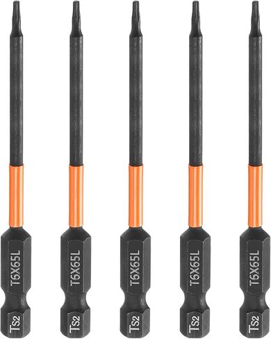 HARFINGTON 5pcs T9 Torx Head Screwdriver Bit 4" (100mm) Long 1/4" Hex Shank Magnetic No Hole Tamper Proof 6 Point Star Screw Driver Drill Bits Phosphate S2 Steel Industrial Power Tools in Saudi Arabia