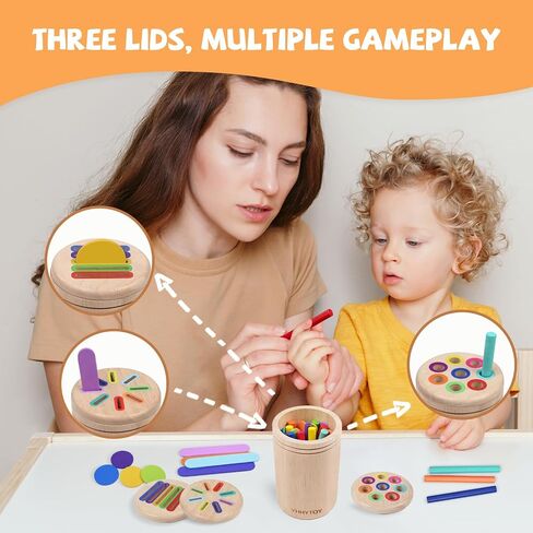 Montessori Toys for 2 3 4 Years Old, 3 in 1 Educational Sensory Color Sorting Toys for Toddlers 1-3, Fine Motor Skills Preschool Learning Activities, 2 3 4 Year Old Girls Boys Birthday Gifts in Saudi Arabia
