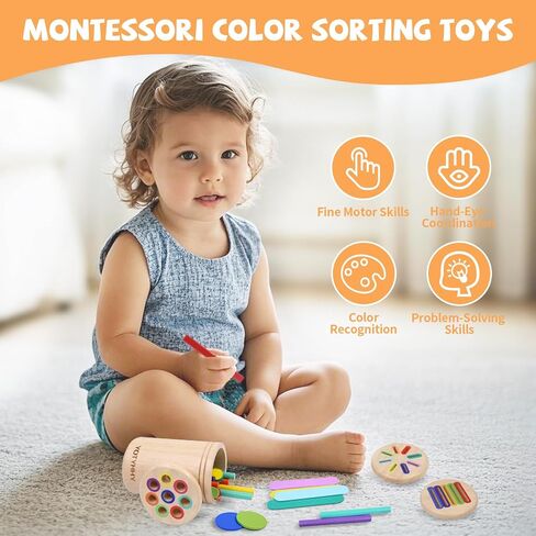 Montessori Toys for 2 3 4 Years Old, 3 in 1 Educational Sensory Color Sorting Toys for Toddlers 1-3, Fine Motor Skills Preschool Learning Activities, 2 3 4 Year Old Girls Boys Birthday Gifts in Saudi Arabia