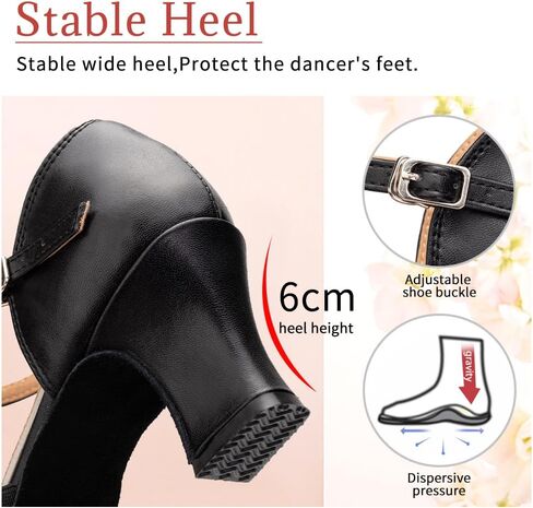 Character Shoes for Women T-Strap Closed Toe Latin Salsa Tango Standard Ballroom Dance Shoes,Model D29-Suede Sole-2.33"Heel in Kuwait