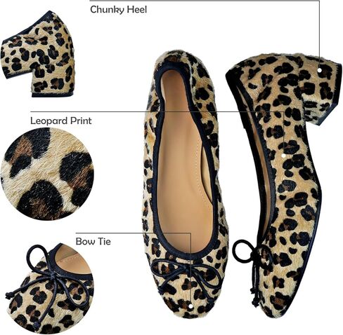 Mary Jane Shoes Women Leather Round Toe Chunky Mid Heel Pumps Ballet Shoes with Bow Tie Closed Toe Comfort Work Casual Ballerina Shoes in Kuwait