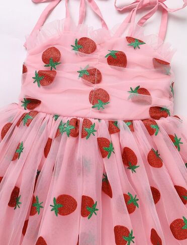 OBEEII Baby Girls Tulle Tutu Dress Toddler Strawberry/Heart/Daisy Print Birthday Dress Baptism Cake Smash Photoshoot Outfit in Saudi Arabia