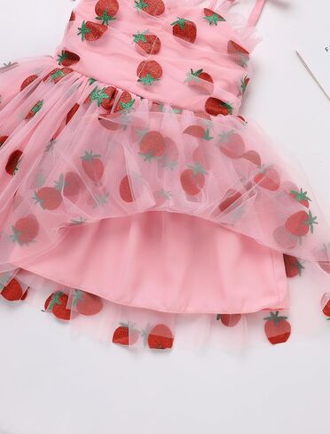 OBEEII Baby Girls Tulle Tutu Dress Toddler Strawberry/Heart/Daisy Print Birthday Dress Baptism Cake Smash Photoshoot Outfit in Saudi Arabia