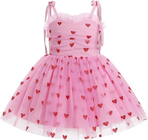 OBEEII Baby Girls Tulle Tutu Dress Toddler Strawberry/Heart/Daisy Print Birthday Dress Baptism Cake Smash Photoshoot Outfit in Saudi Arabia