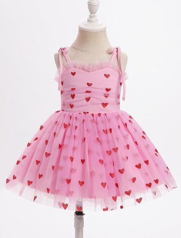 OBEEII Baby Girls Tulle Tutu Dress Toddler Strawberry/Heart/Daisy Print Birthday Dress Baptism Cake Smash Photoshoot Outfit in Saudi Arabia