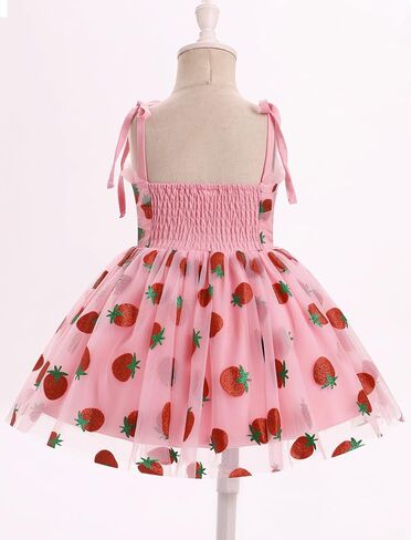 OBEEII Baby Girls Tulle Tutu Dress Toddler Strawberry/Heart/Daisy Print Birthday Dress Baptism Cake Smash Photoshoot Outfit in Saudi Arabia